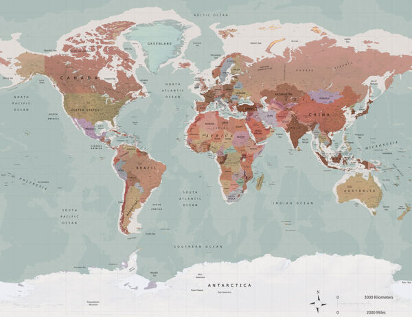 Carta da parati con mappa del viaggiatore d'epoca