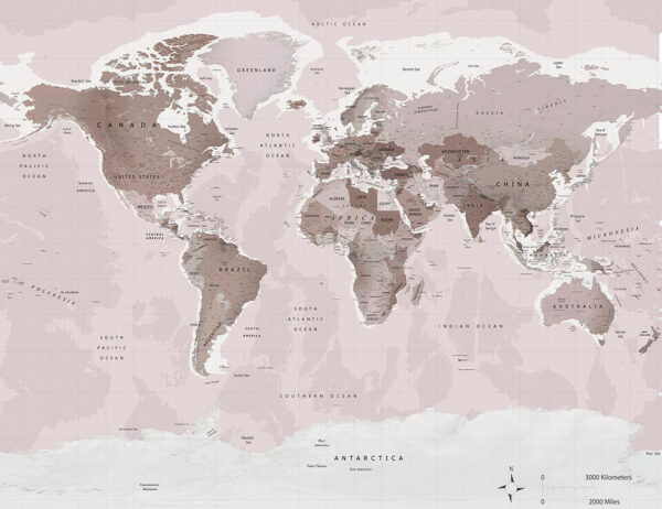 Carta da parati con mappa del mondo con effetto seppia