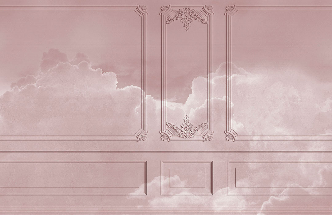 Pannelli veneziani con nuvole nel cielo rosa carta da parati