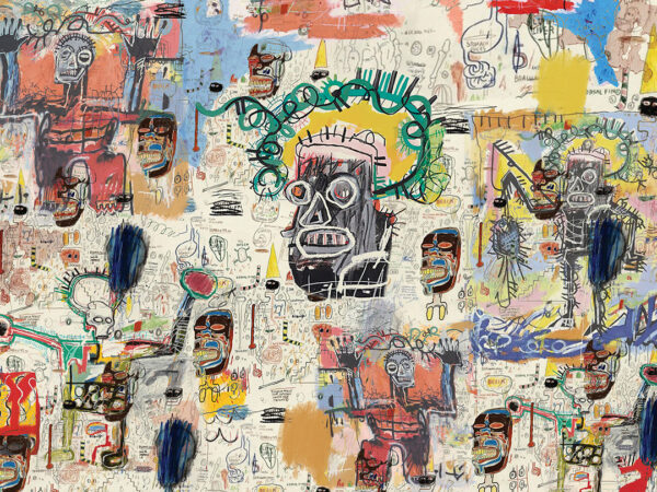 Carta da parati graffiti colorato ispirato allo stile Basquiat