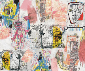 Graffiti carta da parati moderno luminosi ispirati a Basquiat