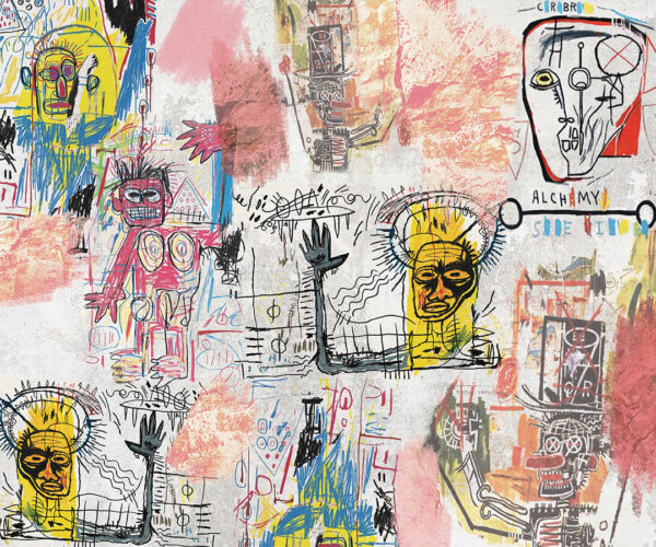 Graffiti carta da parati moderno luminosi ispirati a Basquiat