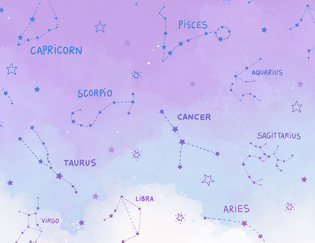 Carta da parati mappa viola del cielo stellato
