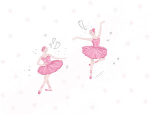 Danza di due ballerine in rosa con stelle carta da parati