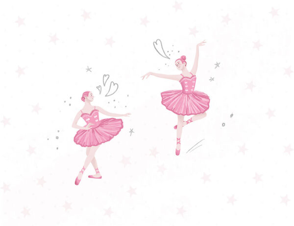 Danza di due ballerine in rosa con stelle carta da parati