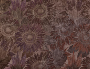 Carta da parati di girasoli di colore rosso scuro