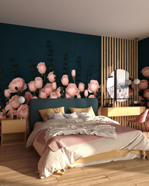 Delicati fiori di rosa carta da parati 3D per la camera da letto