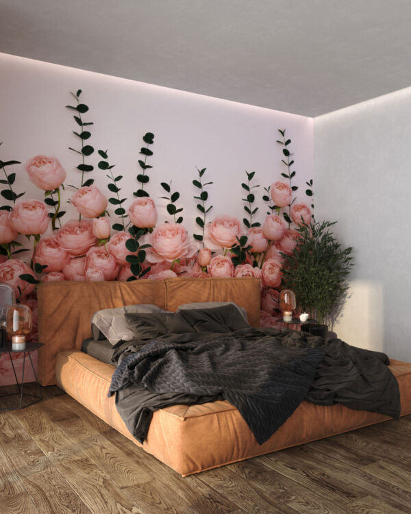 Carta da parati 3D con fiori di rosa per la camera da letto