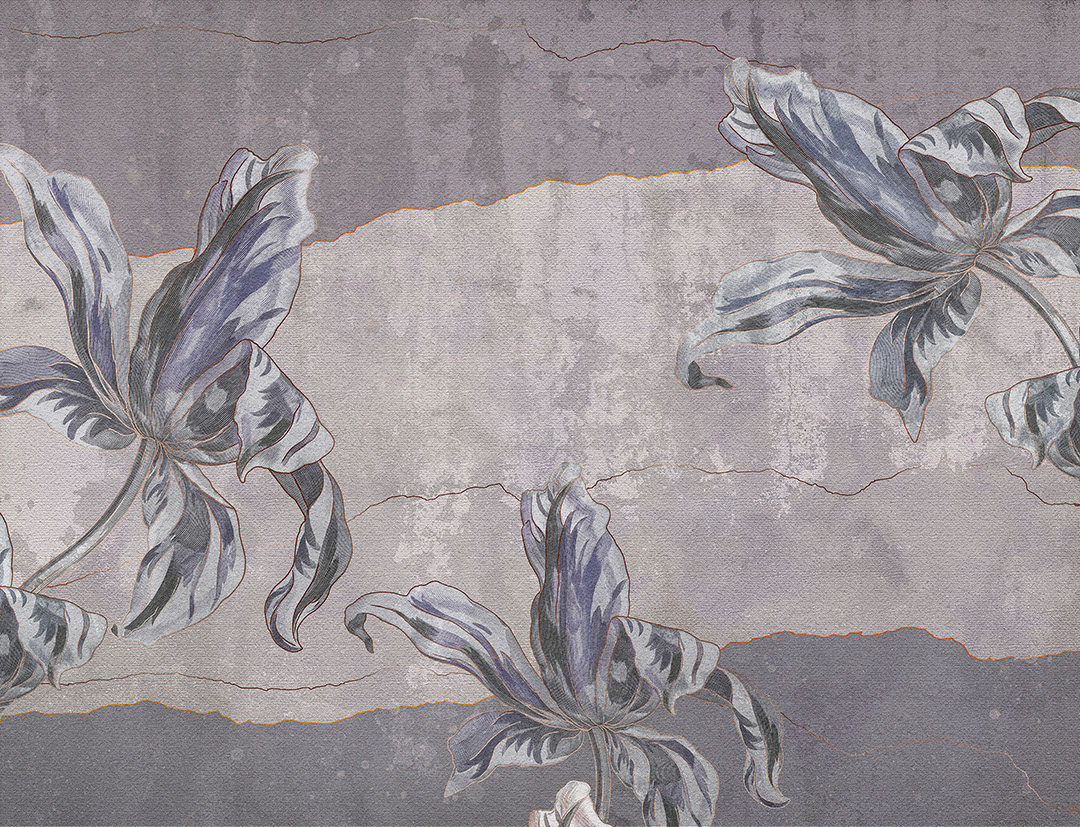 Carta da parati con texture di fiori di pietra Iris nei colori blu