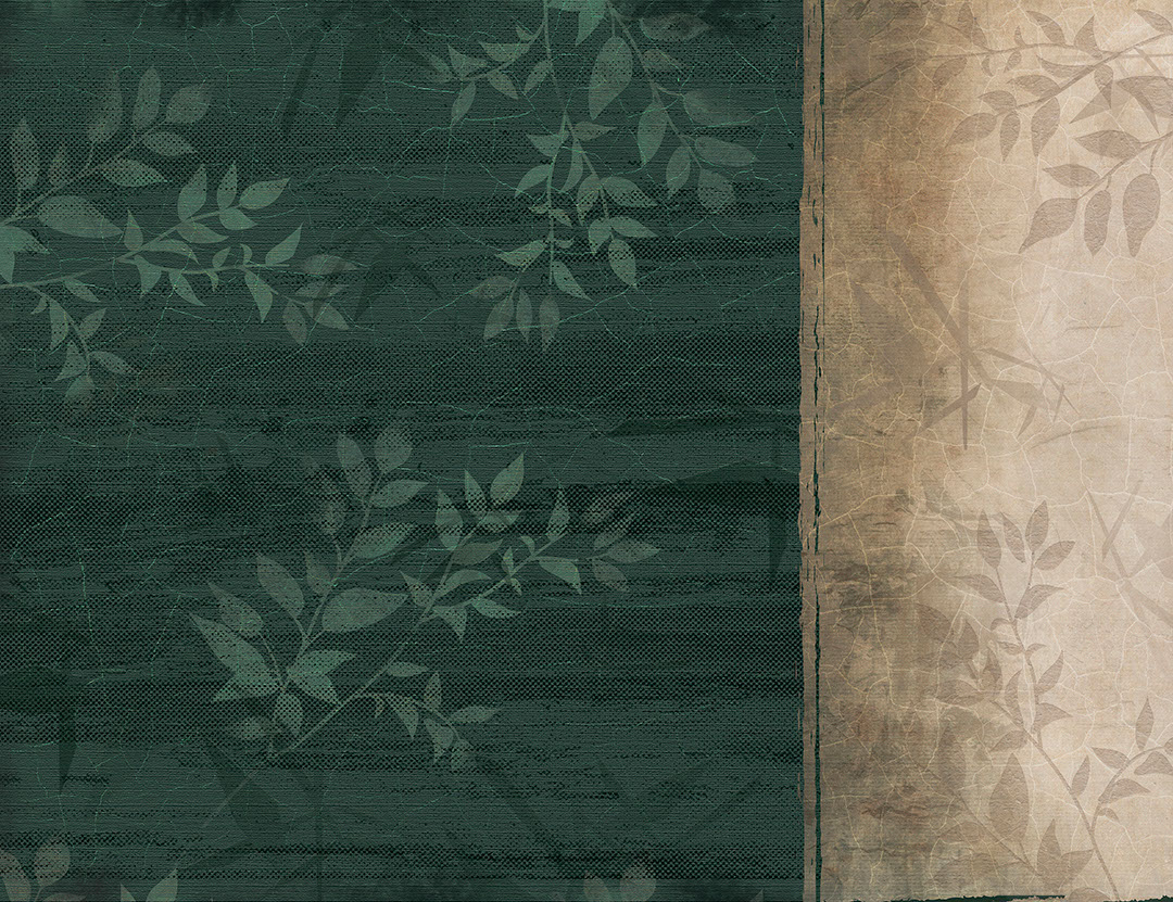 Asimmetria di texture con foglie verdi e beige carta da parati