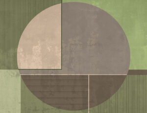 Carta da parati con parti di un cerchio con texture marrone e verde