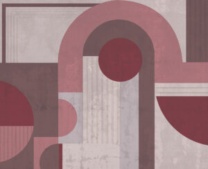 Carta da parati geometrico marrone e bordeaux in stile art deco