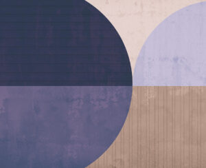 Grande carta da parati con forme geometriche beige e viola
