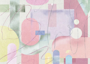 Carta da parati con forme geometriche in toni freddi