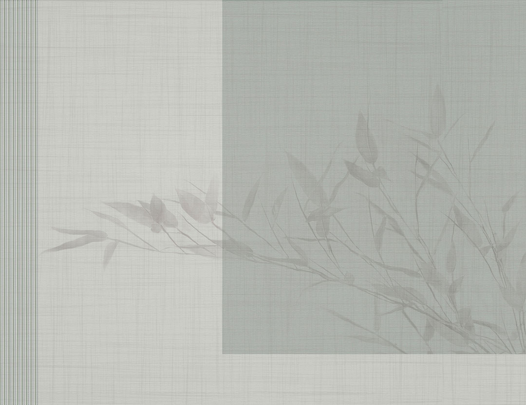Delicato ramo di albero su uno sfondo geometrico grigio e verde carta da parati