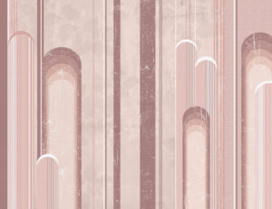 Delicato carta da parati con archi geometrici rosa