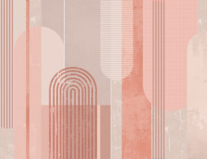 Carta da parati moderno con archi e forme geometriche rosa