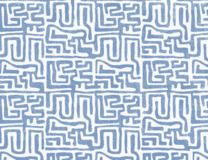 Carta da parati con motivo a labirinto astratto geometrico blu brillante
