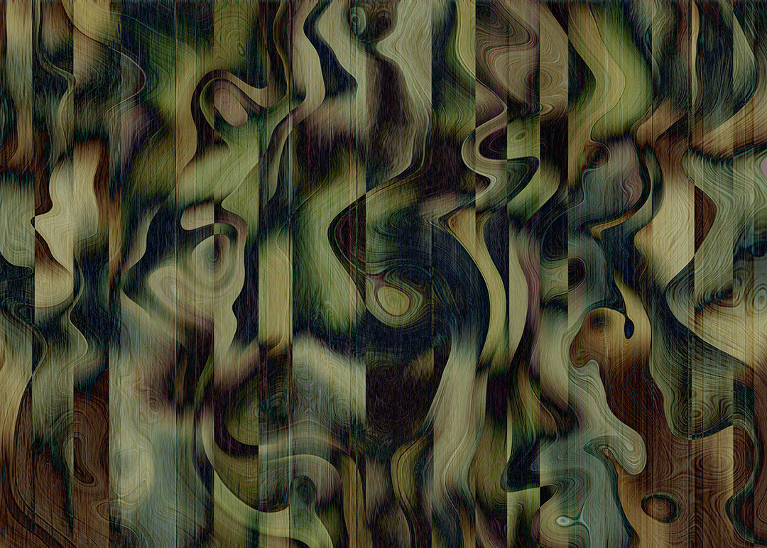 Carta da parati moderno con gradiente surrealista verde scuro con strisce