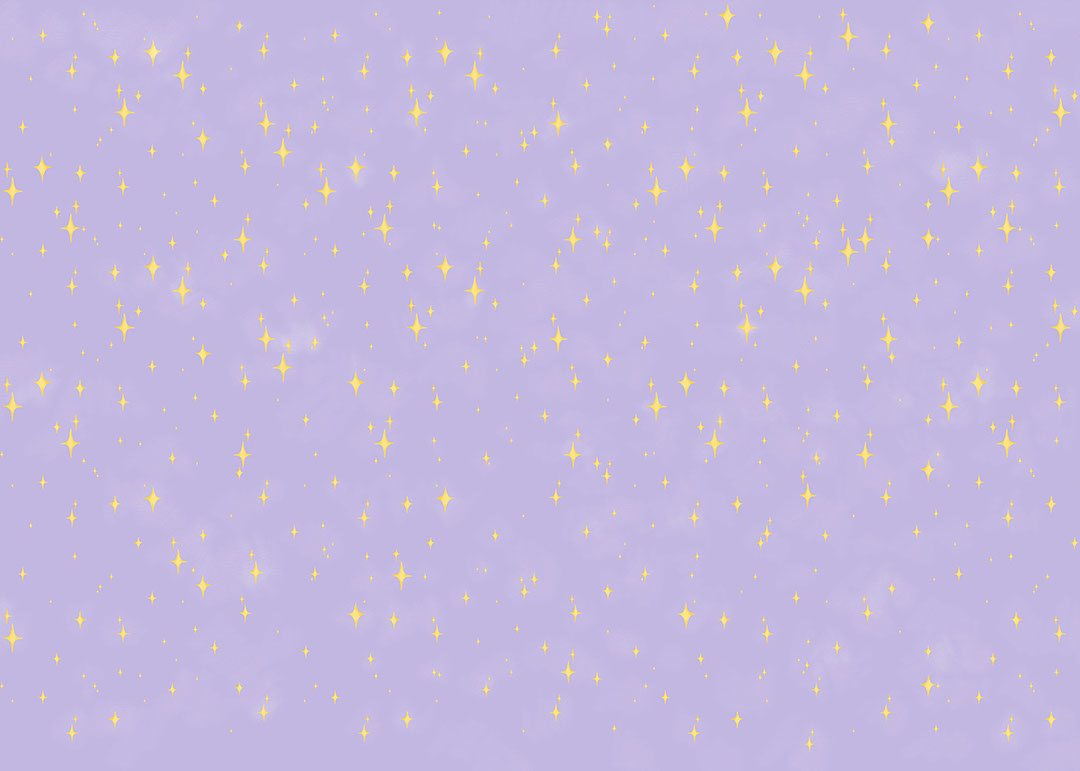 Carta da parati con motivo a stelle dorate color lavanda