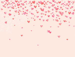 Grazioso carta da parati per bambini con cuori e bolle ad acquerello sfumati sullo sfondo rosa