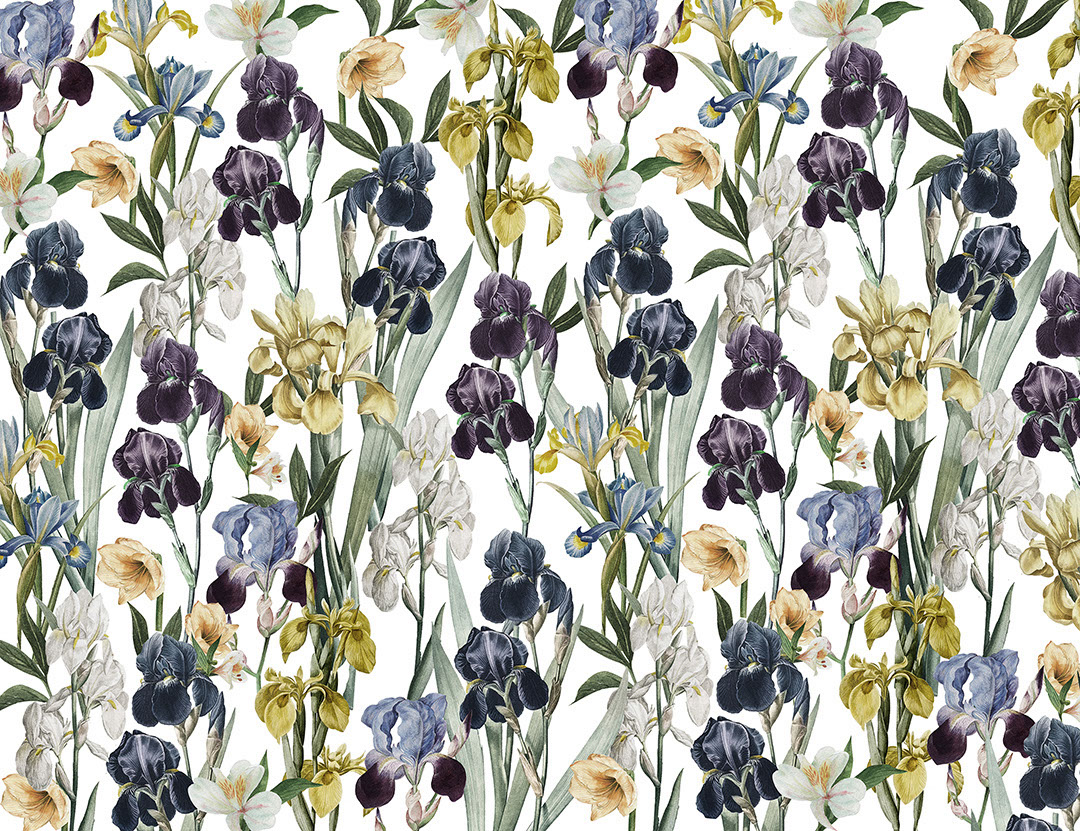 Carta da parati con motivo floreale Irises