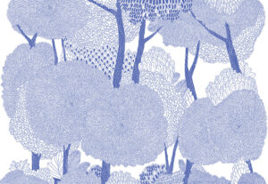 Carta da parati grafico foresta blu