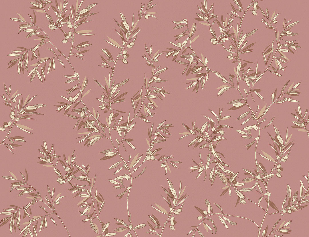 Delicati rami di ulivo sullo sfondo rosa carta da parati