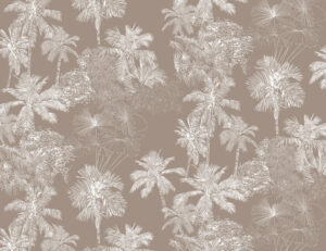 Foglie tropicali delicate bianche sullo sfondo marrone carta da parati natura