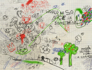 Graffiti luminosi e caotici sul carta da parati