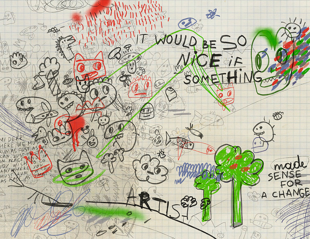 Graffiti luminosi e caotici sul carta da parati