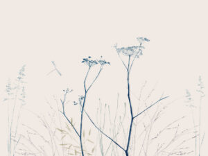 Delicato carta da parati minimalista con fiori blu