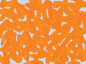 Carta da parati design con pennellate astratte color arancio brillante