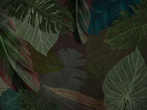 Foglie tropicali sullo sfondo marrone carta da parati