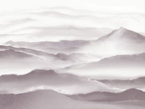 Acquerello montagne scure nella nebbia carta da parati