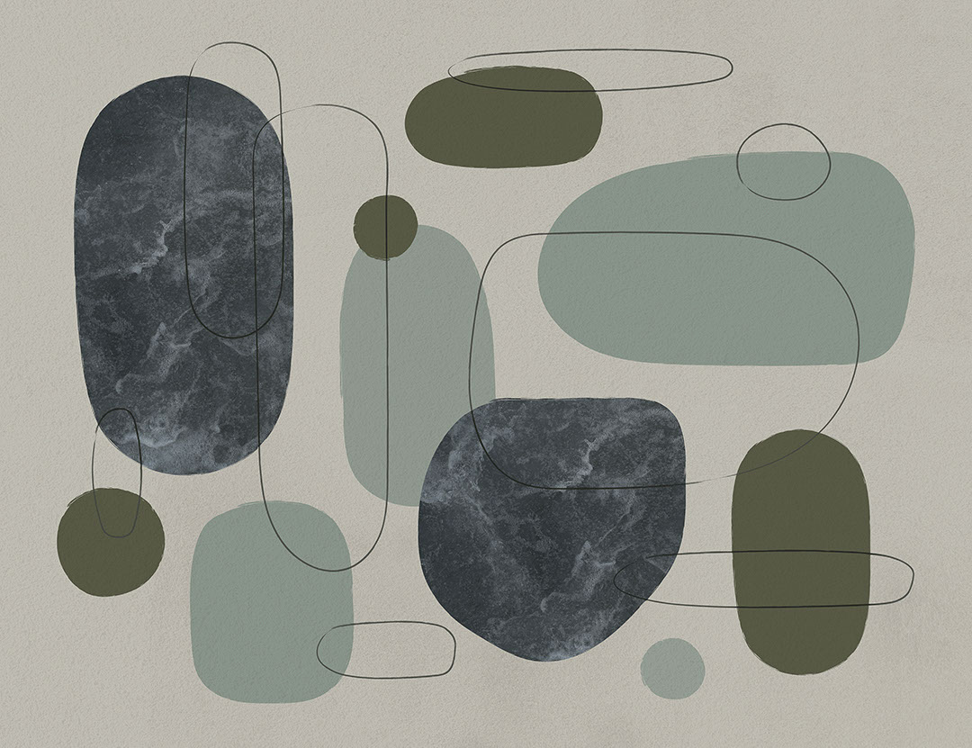 Forme geometriche astratte con texture acqua carta da parati design