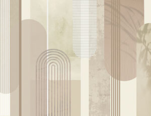 Carta da parati con archi geometrici beige testurizzati